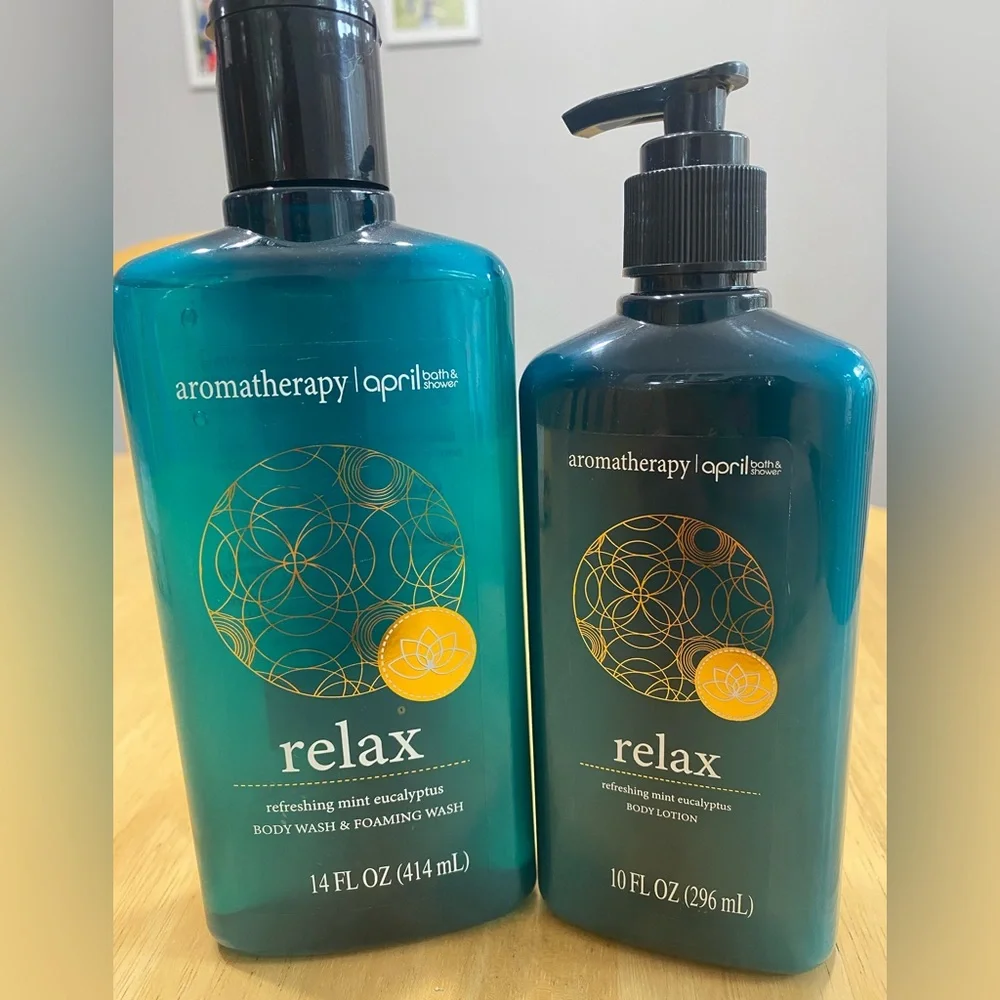 Aromatherapy April & Bath Refreshing Mint Eucalyptus Body Wash and Lotion Set